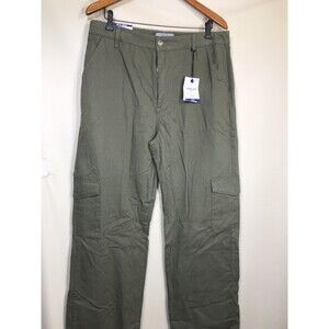 Adalae Womens Wide Leg Jeans Green Pockets Size 12 Cargo